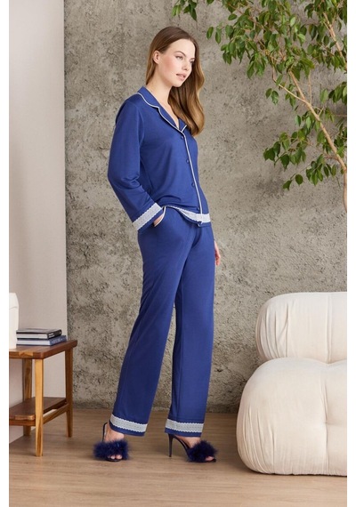 Pierre Cardin Lacivert Penye Kadın Pijama Takımı 2200 Lacivert