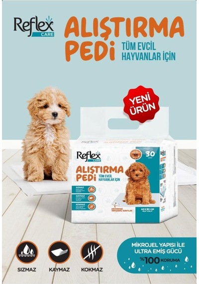 Reflex Köpek Çiş Pedi Yapışkan Bantlı Sızmaz Kaymaz Kokmaz 30'lu 60 x 90 CM