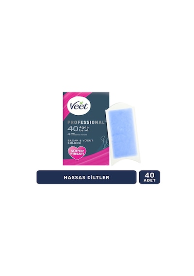 Veet Hassas Ciltler için Bacak ve Vücut Bölgesi Sir Ağda Bantları 40'lı