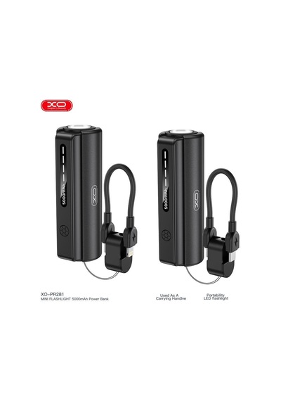 Pr281 İp 5000 Mah El Feneri Özellikli Type-c To Lightning Powerbank Şarj Aleti Beyaz