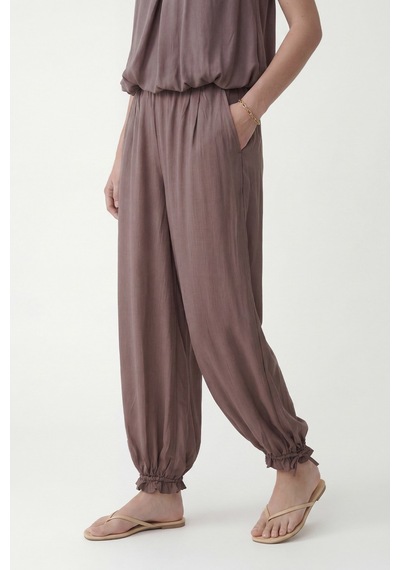 Antioch 100% Lyocell Bluz Pantolon Takım Kahverengi