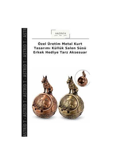 Özel Üretim Metal Kurt Tasarımı Küllük Salon Süsü Erkek Hediye Tarz Aksesuar