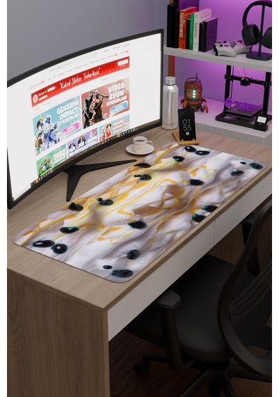 Saykodelik Sanat Kaymaz Dikişli Kauçuk Oyuncu Mousepad V2 - 90x40 Xxl Gaming Mouse Pad Fare Altlığı