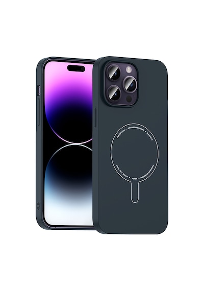 Maks Technology iPhone Uyumlu 14 Pro Max Kılıf M-safe Şarj Özellikli Kamera Korumalı Mkst Elio Sert Pc Kapak - Lacivert