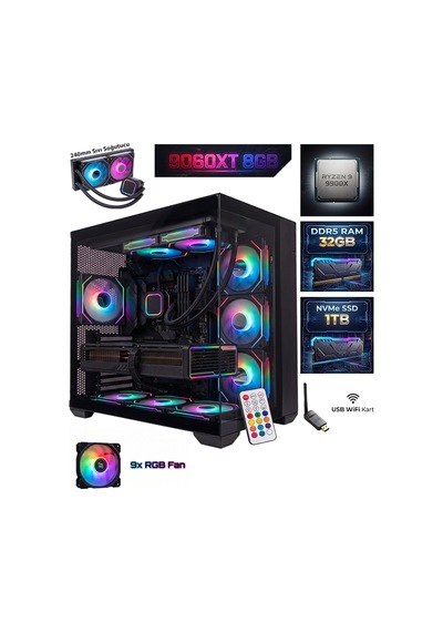Ga-deluxe Siyah Amd Radeon Rx 9060 Xt Amd Ryzen 9 9900x 32 Gb 1 Tb Ssd Tekli Kasa Masaüstü Oyuncu Bilgisayarı Cm9060xtbtk32gb Ga-deluxe Siyah Amd Radeon Rx 9060 Xt Amd Ryzen 9 9900x 32 Gb 1 Tb Ssd Tekli Kasa Masaüstü Oyuncu Bilgisayarı Cm9060xtbtk32gb