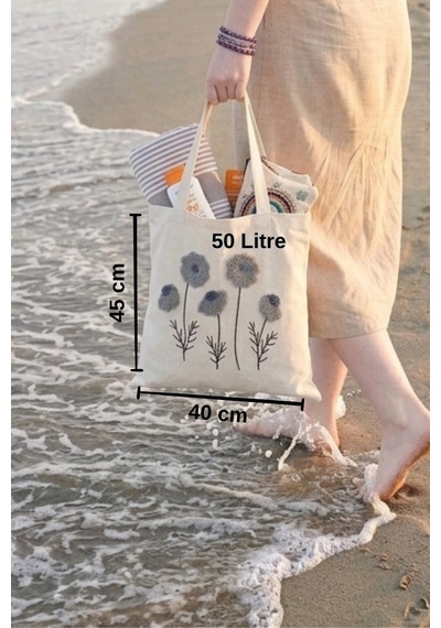 Cix Short Tagline Punch Desenli Büyük Boy Piknik Ve Plaj Çantası Kum Geçirmez 40x45x15 Cm Gri - 888135047 Gri