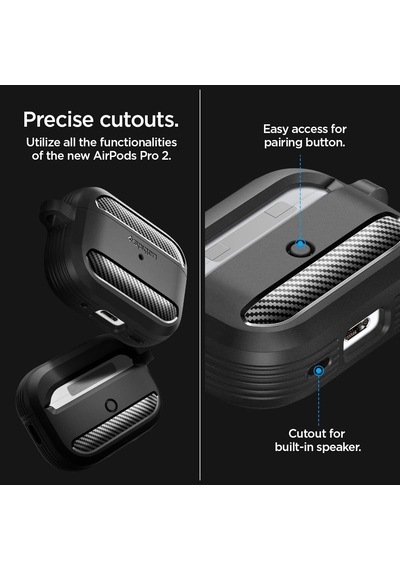 Airpods Pro 2/1 İle Uyumlu Kılıf Rugged Armor Matte Black - Acs05482