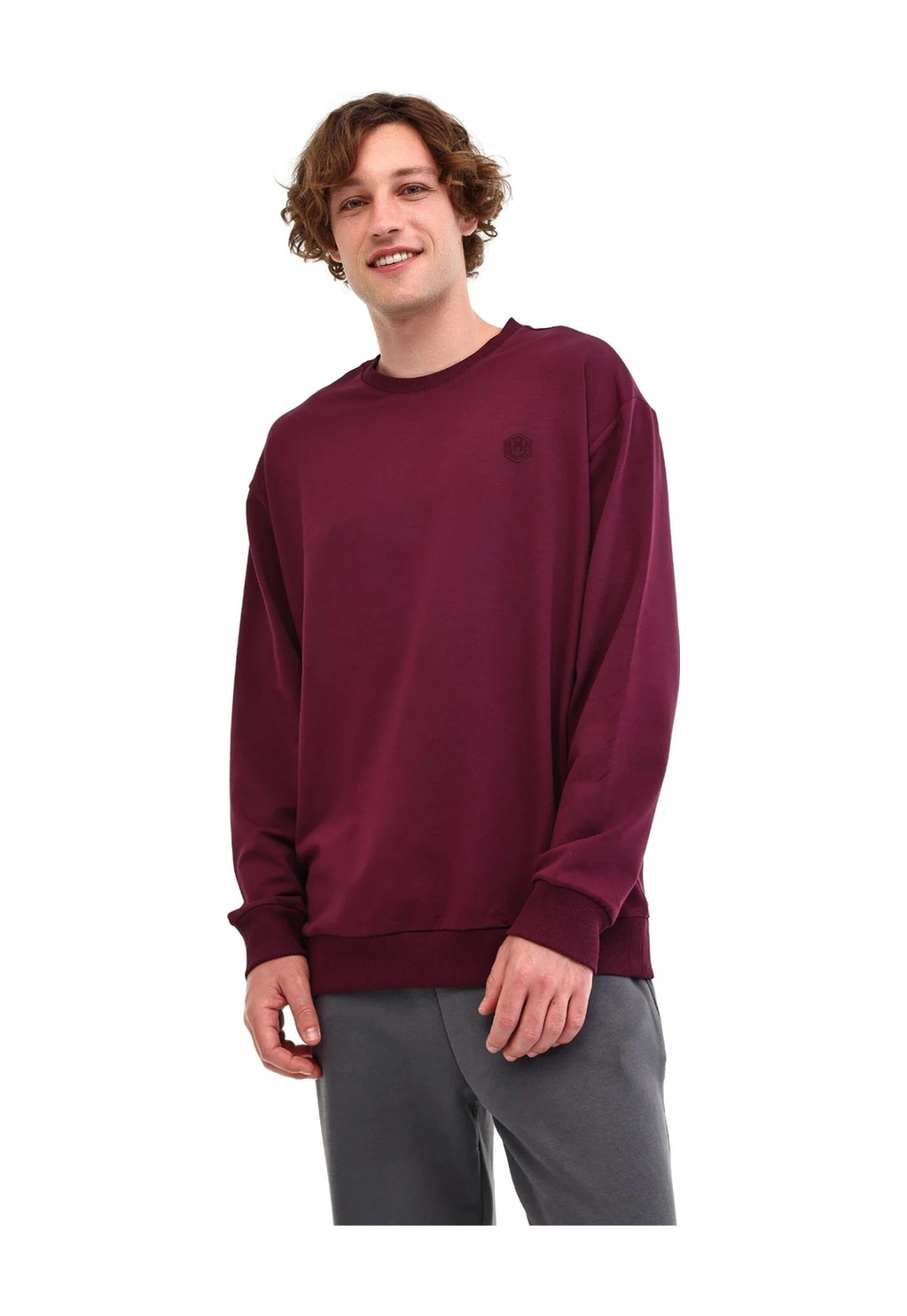 Lumberjack Sn75c Neck Erkek Sweatshırt 5pr Bordo