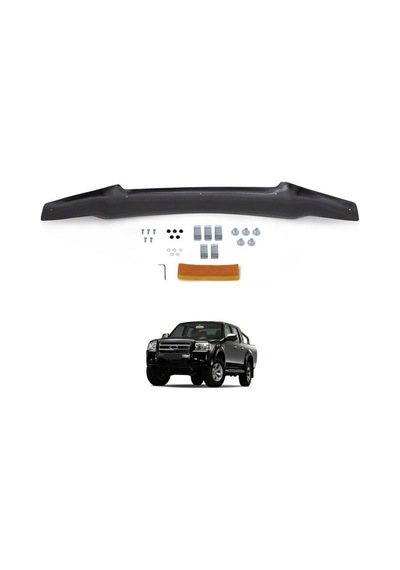 Ford Ranger Ön Kaput Koruyucu Rüzgarlık Deflektör Akrilik ABS 4mm Parlak Siyah 2007-2009