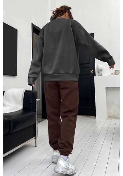 1898 Brooklyn Eşofman Takımı Sweatshirt Jogger - Siyah Kahve Baskılı Oversize Şardonlu Bisiklet Yak Siyah Kahverengi 1898 Brooklyn Eşofman Takımı Sweatshirt Jogger - Siyah Kahve Baskılı Oversize Şardonlu Bisiklet Yak Siyah Kahverengi
