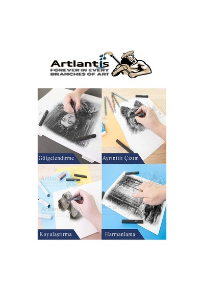 Sıkıştırılmış Kömür Füzen Seti 3 Lü 1 Paket Siyah Kare Press Kömür Füzen Yassı Çizim Gölgelendirme Grafit Sanatsal