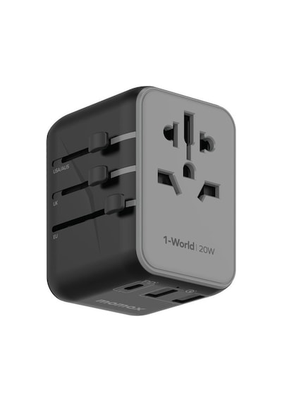 Momax UA11D 1 World 20 W 3 Port + AC Seyahat Adaptörü Siyah