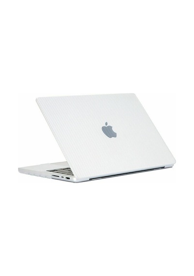 Arabulalaca Apple Uyumlu MacBook Pro 14 A2779 2023 Karbon Desenli Kılıf Beyaz