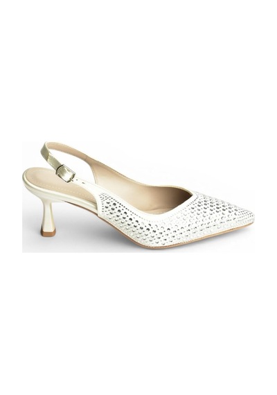 Fox Shoes Y676198104 Sedef Kumaş Taşlı Alçak Topuklu Kadın Abiye Ayakkabı
