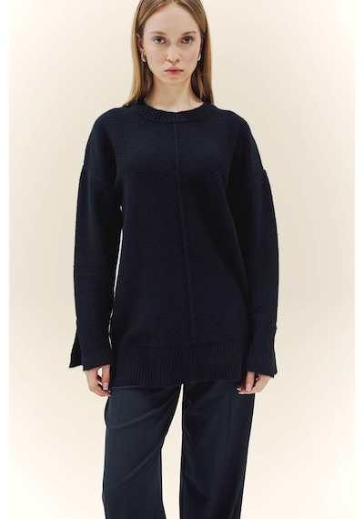 Defacto Loose Fit Bisiklet Yaka Triko Kazak Tunik F4547ax25wnnv105 Lacivert-nv105
