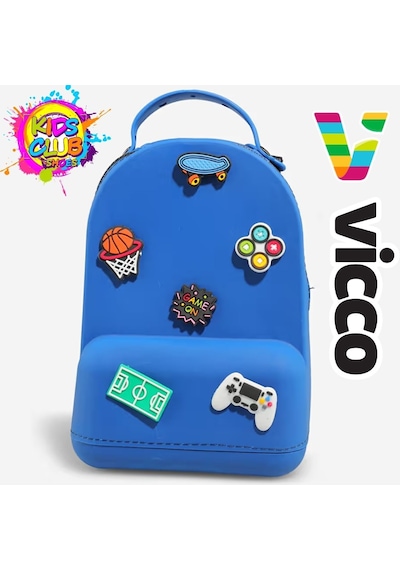Vicco Pvc Mini Boy Çocuk Plaj Çantası Kreş Çantası Sırt Çantası Okul Çantası Unisex Çanta Lacivert