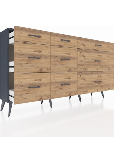 Arges Konsol 9 Çekmeceli 176x30x99 Antrasit-antrasit/çam Antrasıt/atlas Çam - Antrasıt Arges Konsol 9 Çekmeceli 176x30x99 Antrasit-antrasit/çam Antrasıt/atlas Çam - Antrasıt