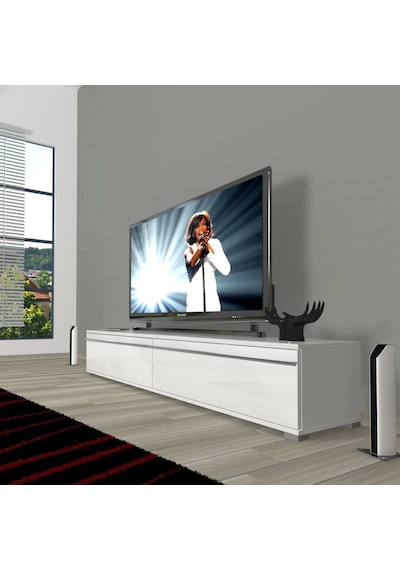 Decoraktiv Eko 140t Mdf Tv Ünitesi Tv Sehpası - Parlak Beyaz Parlak Beyaz