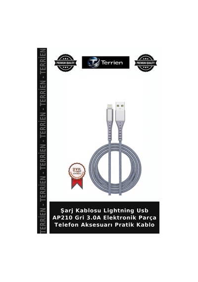 Şarj Kablosu Lightning Usb Ap210 Gri 3.0a Elektronik Parça Telefon Aksesuarı Pratik Kablo