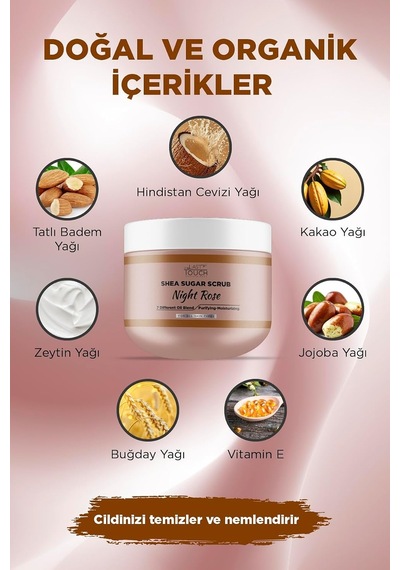 Body Scrub Besleyici, Nemlendirici Ve Arındırıcı, Shea Şeker Scrub 300 Ml Night Rose