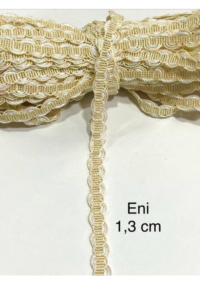 Dekoratif Şerit / Örtü Koltuk Seccade Şeriti Harcı / 16 Metre / Beyaz & Sedefli Sim