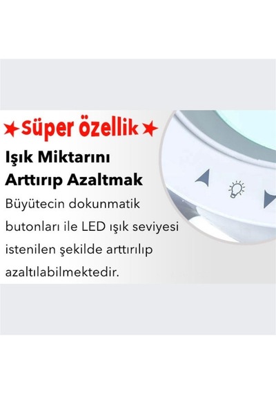6017-8 Ayarlanabilir işık Seviyeli Masaüstü Büyüteç Lup (8x)