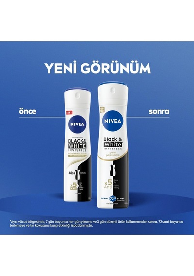Kadın Sprey Deodorant Black & White Invisible İpeksi Pürüzsüzlük, Ter Ve Ter Kokusuna Karşı 72 Saat Anti-perspirant Koruma 150 Ml
