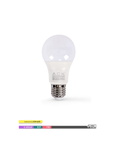 9w 10'lu Paket A60 Led Ampul 3000k Gün Işığı 800lm E27
