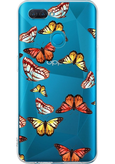 Oppo A5s İle Uyumlu 1mm Slim Fit Water Color 2 Baskılı Şeffaf Kılıf
