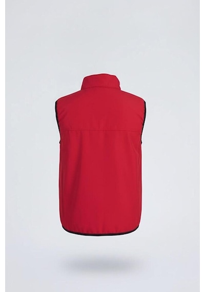 Vatan Tekstil Dik Yaka Slim Fit 3 Cepli Softshell Erkek Yelek Su İtici Kumaş Kırmızı