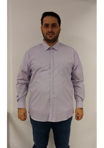 Tousus Büyük Beden Lila Çizgili Erkek Gömlek Btl-6113-tss