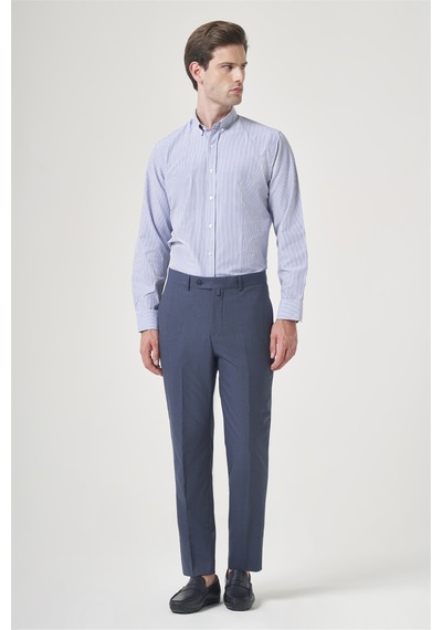 İmza Lacivert Yan Cep Filafil Desen Slim Fit Esnek Pantolon 1003260152