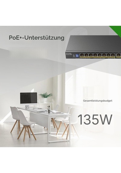 Zyxel Ağ Anahtarı 16 Bağlantı Noktası Yönetilmeyen Gbe Poe+ Gs1100-16eps