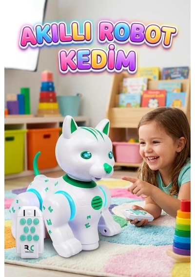 Akıllı Müzikli Robot Kedi Uzaktan Kumandalı, Dans Eden, Hikaye Anlatan Eğitici Oyuncak - Led Işıklı