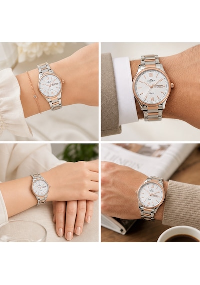 Nacar Çift Saati Gümüş - Rose Gold