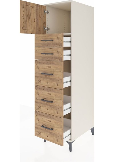Kronos Dolap Tek Raflı 5 Çekmeceli Tek Kapaklı 44x59x182 Aytaşı-çam Aytası