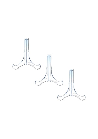 3 Adet 10x12cm Orta Boy Tabak Ayağı 2no Çerçeve Tabak Sergileme Standı 2li Geçme Model Şeffaf P Standart
