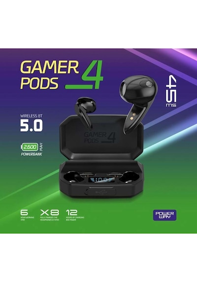 Powerway 45MS Gamer Pods4 Bluetooth 5.3 Kulak İçi Oyuncu Kulaklığı