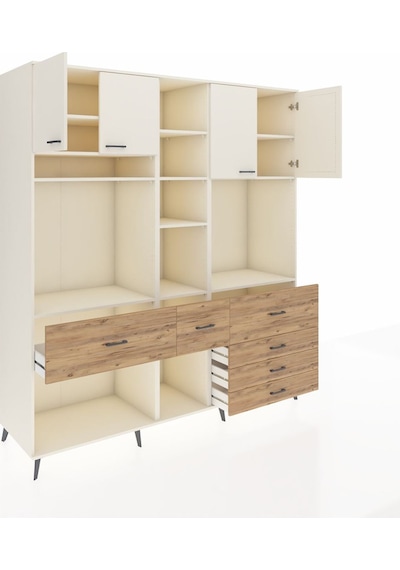 Kronos Dolap 11 Raflı 6 Çekmeceli 4 Kapaklı 220x59x243 Aytaşı-aytaşı/çam Aytası/atlas Çam - Aytası