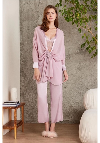 Pierre Cardin 7025 Kadın Rose 4'lü Saten Takım Gelin Set Rose