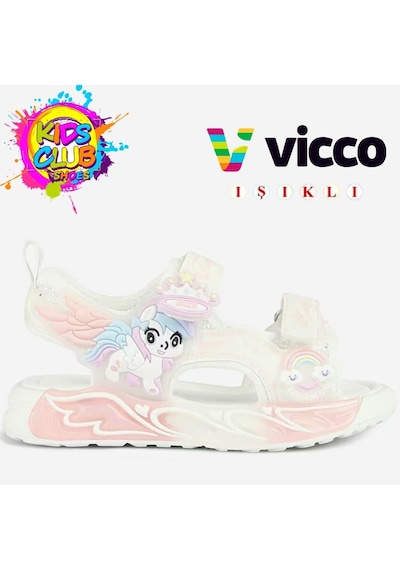 Vicco Alra Işıklı Sandalet Ortopedik Çocuk Sandalet Beyaz