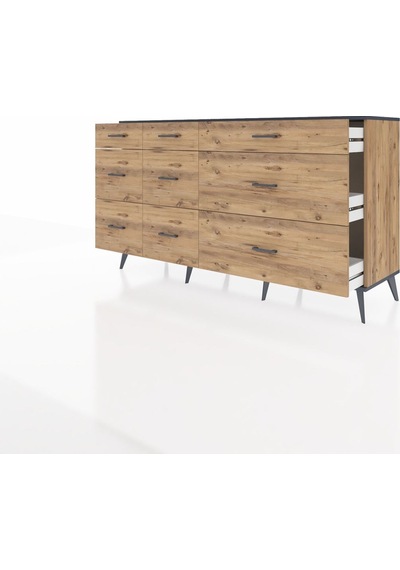 Hyperion Konsol 9 Çekmeceli 176x44x99 Çam-antrasit/çam Atlas Çam/antrasıt - Atlas Çam