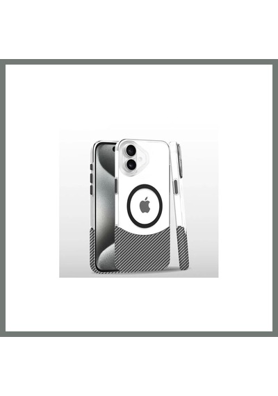 Bezos Joko İphone 16 Uyumlu Carbon Puzzle Magsafe Kapak - Beyaz Mmbz
