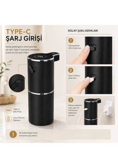 403837 Sensörlü Tezgahüstü Köpük Sabun Dispenseri Siyah