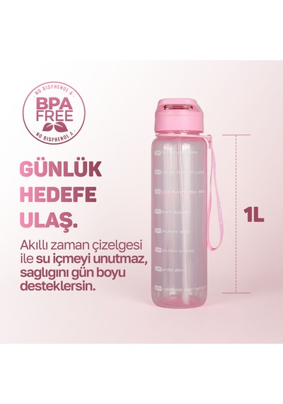 Roxform Suluk Matara 1100 Ml, Premium Pp Malzeme, Sağlıklı Bpa & Bps İçermez, Kılıflı, Çift Kapaklı, Koku Yapmaz, Sızdırmaz Ve Dayanıklı, Pembe Pembe