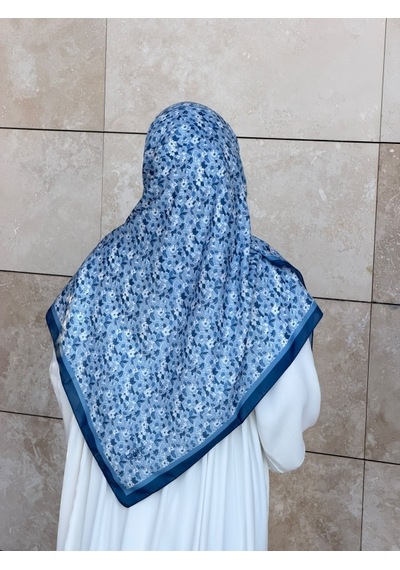 Qalortex Scarf Meyra Desen B.boy Eşarp - İndigo indigo