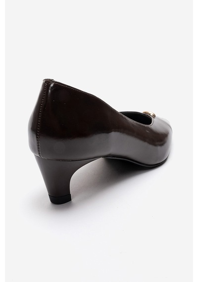 Luvishoes Versay Kahverengi Sivri Burun Kadın Kısa Topuklu Ayakkabı