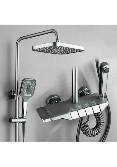Gri Piyano Duş Seti Banyo Dekor Banyo Duş Seti Antrasit Duş Seti Diğer