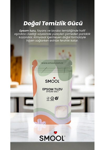 Smool Epsom Tuzu X3 1000 Grx3 , Ingiliz Tuzu, Magnezyum Sülfat, Katkısız, Doğal 3 Kg