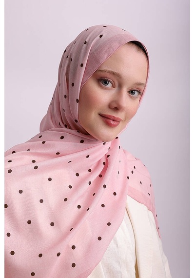 Ayshara Puan Desenli Tek Taraflı Şal - Pembe